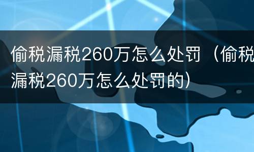 偷税漏税260万怎么处罚（偷税漏税260万怎么处罚的）