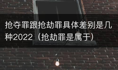 抢夺罪跟抢劫罪具体差别是几种2022（抢劫罪是属于）