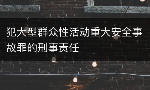 犯大型群众性活动重大安全事故罪的刑事责任