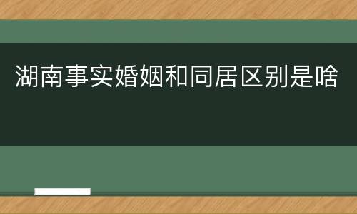 湖南事实婚姻和同居区别是啥