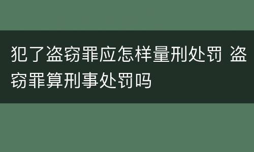 犯了盗窃罪应怎样量刑处罚 盗窃罪算刑事处罚吗