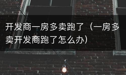 开发商一房多卖跑了（一房多卖开发商跑了怎么办）