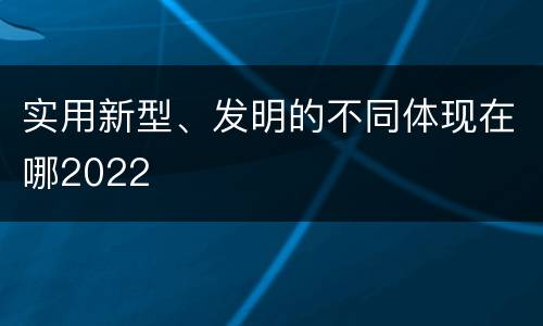 实用新型、发明的不同体现在哪2022