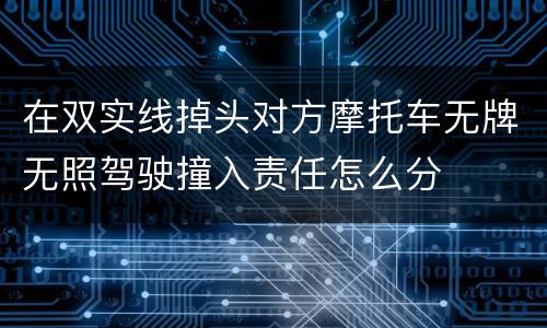 在双实线掉头对方摩托车无牌无照驾驶撞入责任怎么分