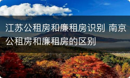 江苏公租房和廉租房识别 南京公租房和廉租房的区别