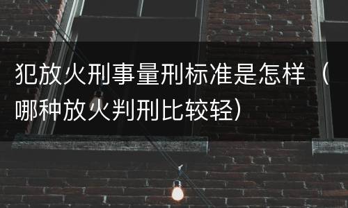 犯放火刑事量刑标准是怎样（哪种放火判刑比较轻）