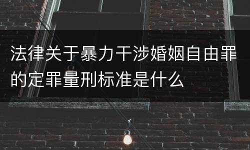 法律关于暴力干涉婚姻自由罪的定罪量刑标准是什么