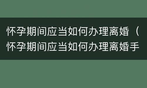 怀孕期间应当如何办理离婚（怀孕期间应当如何办理离婚手续）