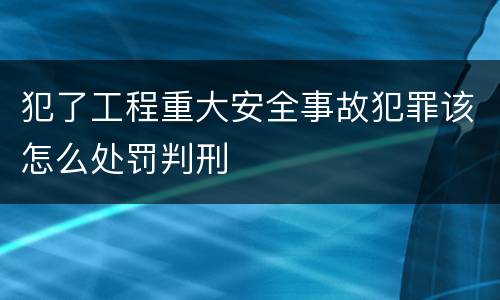 犯了工程重大安全事故犯罪该怎么处罚判刑