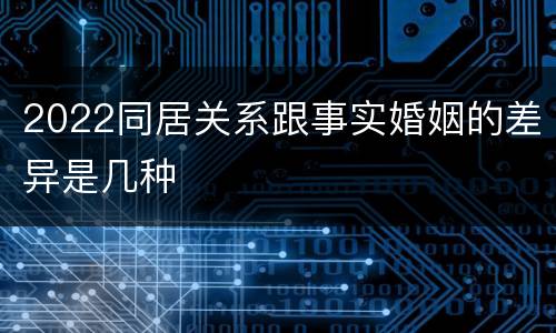 2022同居关系跟事实婚姻的差异是几种