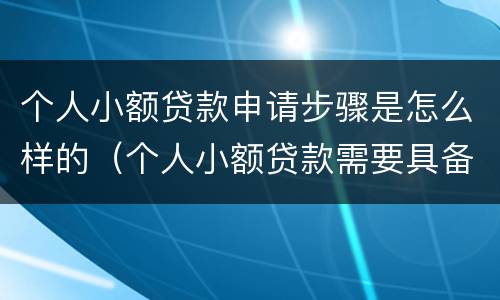 个人小额贷款申请步骤是怎么样的（个人小额贷款需要具备哪些条件）