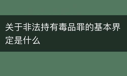 关于非法持有毒品罪的基本界定是什么