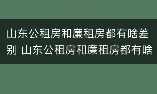 山东公租房和廉租房都有啥差别 山东公租房和廉租房都有啥差别吗