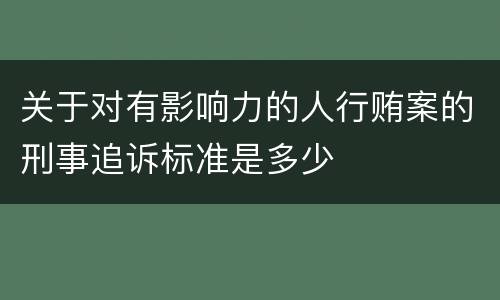 关于对有影响力的人行贿案的刑事追诉标准是多少