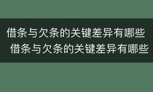 借条与欠条的关键差异有哪些 借条与欠条的关键差异有哪些方面