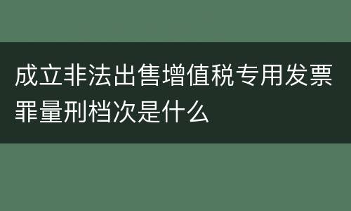 成立非法出售增值税专用发票罪量刑档次是什么