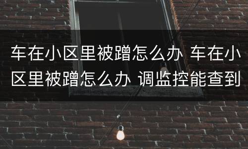 车在小区里被蹭怎么办 车在小区里被蹭怎么办 调监控能查到吗