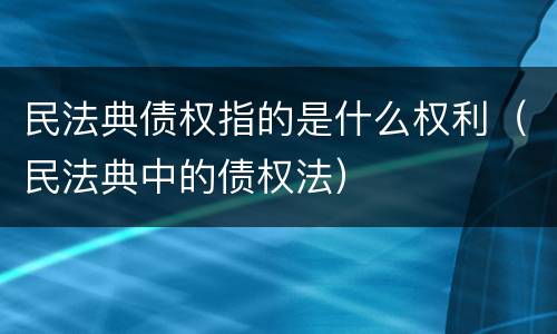 民法典债权指的是什么权利（民法典中的债权法）