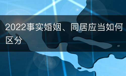 2022事实婚姻、同居应当如何区分