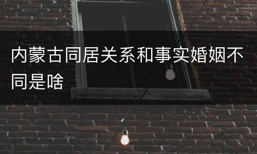 内蒙古同居关系和事实婚姻不同是啥