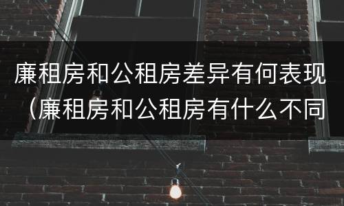 廉租房和公租房差异有何表现（廉租房和公租房有什么不同）