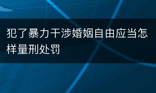 犯了暴力干涉婚姻自由应当怎样量刑处罚