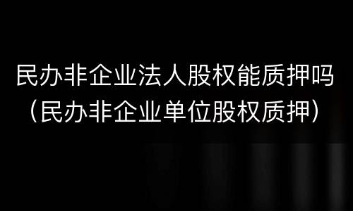 民办非企业法人股权能质押吗（民办非企业单位股权质押）