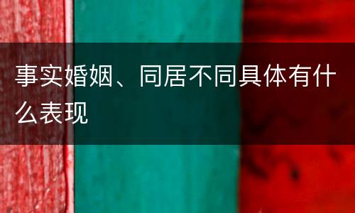 事实婚姻、同居不同具体有什么表现