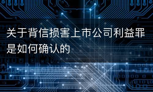 关于背信损害上市公司利益罪是如何确认的