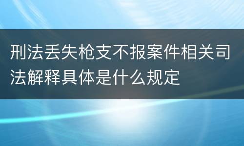 刑法丢失枪支不报案件相关司法解释具体是什么规定