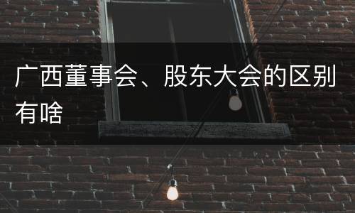 广西董事会、股东大会的区别有啥