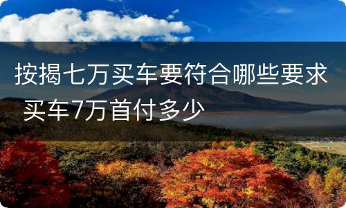 按揭七万买车要符合哪些要求 买车7万首付多少