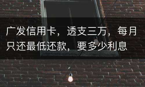 广发信用卡，透支三万，每月只还最低还款，要多少利息