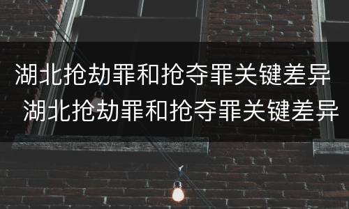 湖北抢劫罪和抢夺罪关键差异 湖北抢劫罪和抢夺罪关键差异在哪