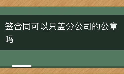 签合同可以只盖分公司的公章吗