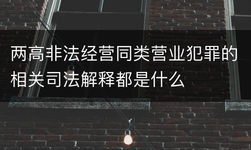 两高非法经营同类营业犯罪的相关司法解释都是什么