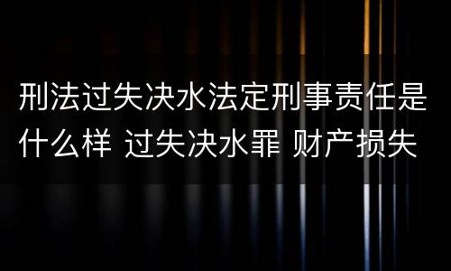 刑法过失决水法定刑事责任是什么样 过失决水罪 财产损失标准