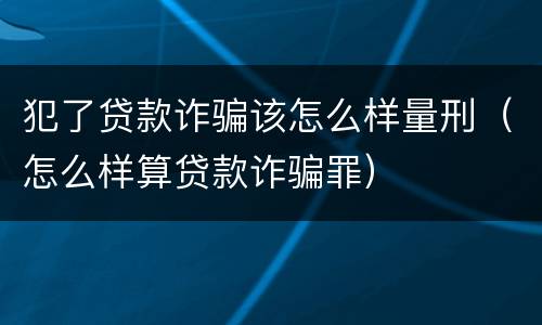 犯了贷款诈骗该怎么样量刑（怎么样算贷款诈骗罪）