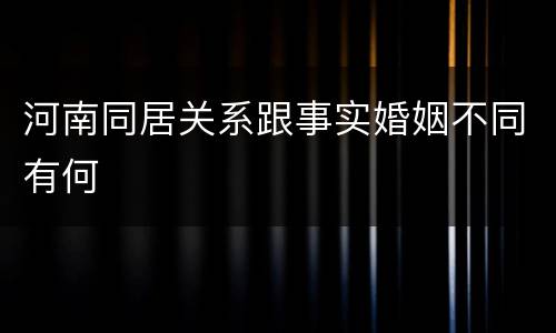 河南同居关系跟事实婚姻不同有何