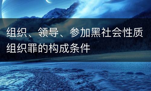 组织、领导、参加黑社会性质组织罪的构成条件