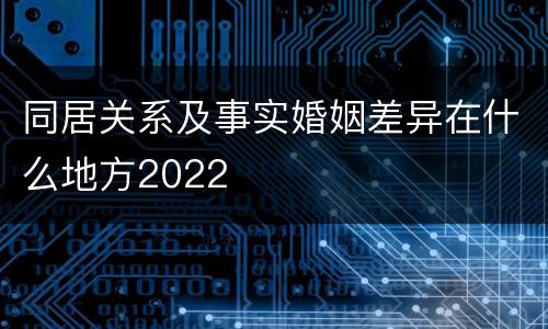 同居关系及事实婚姻差异在什么地方2022