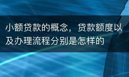 小额贷款的概念，贷款额度以及办理流程分别是怎样的