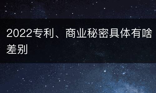 2022专利、商业秘密具体有啥差别