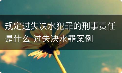 规定过失决水犯罪的刑事责任是什么 过失决水罪案例