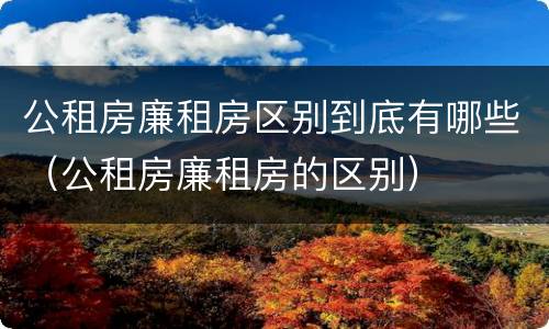 公租房廉租房区别到底有哪些（公租房廉租房的区别）