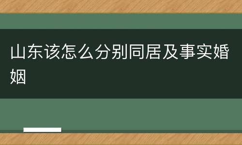 山东该怎么分别同居及事实婚姻