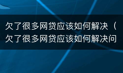 欠了很多网贷应该如何解决（欠了很多网贷应该如何解决问题）