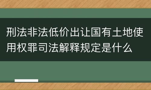 刑法非法低价出让国有土地使用权罪司法解释规定是什么