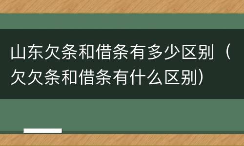 山东欠条和借条有多少区别（欠欠条和借条有什么区别）