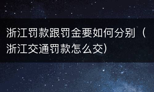 浙江罚款跟罚金要如何分别（浙江交通罚款怎么交）